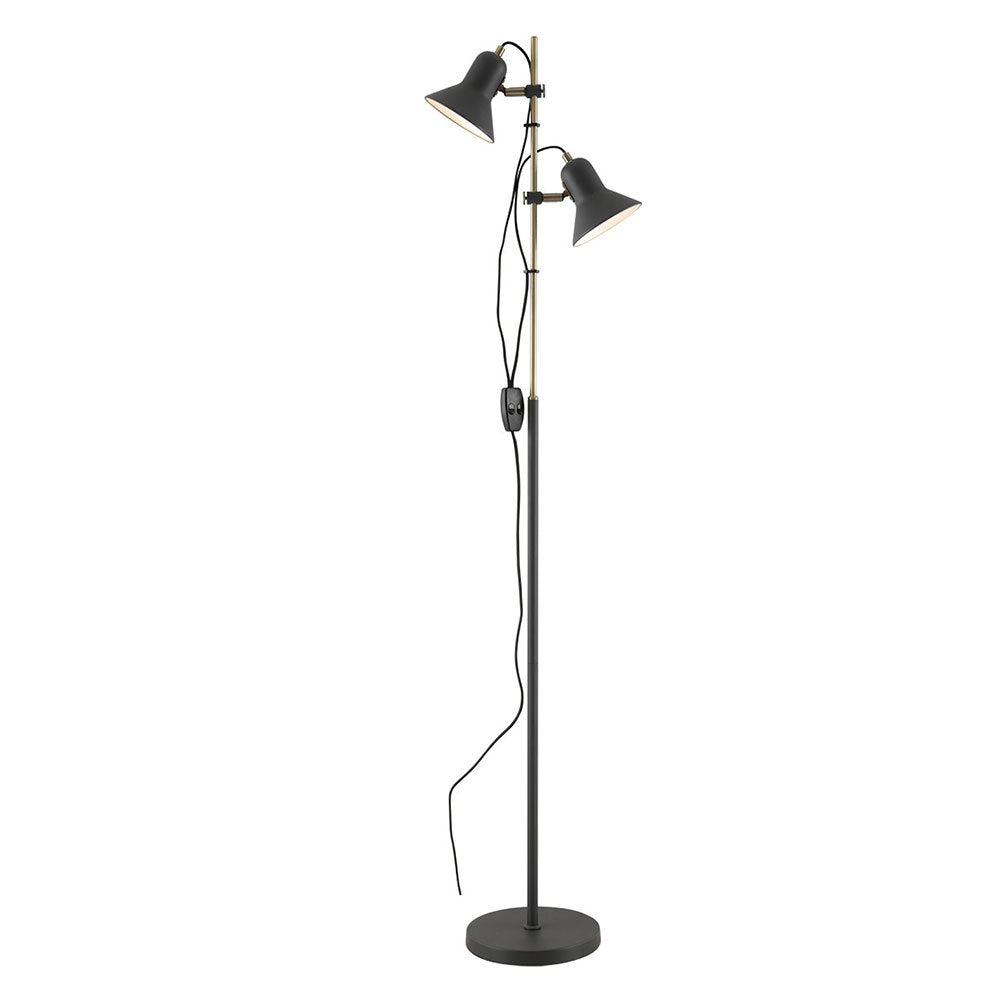 Corelli 2 Light Floor Lamp Antique Brass, Black - CORELLI FL2-DGY