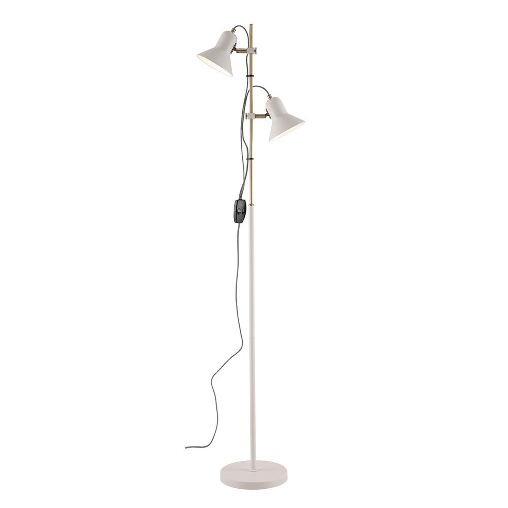 Corelli 2 Light Floor Lamp Antique Brass, White - CORELLI FL2-WHAB