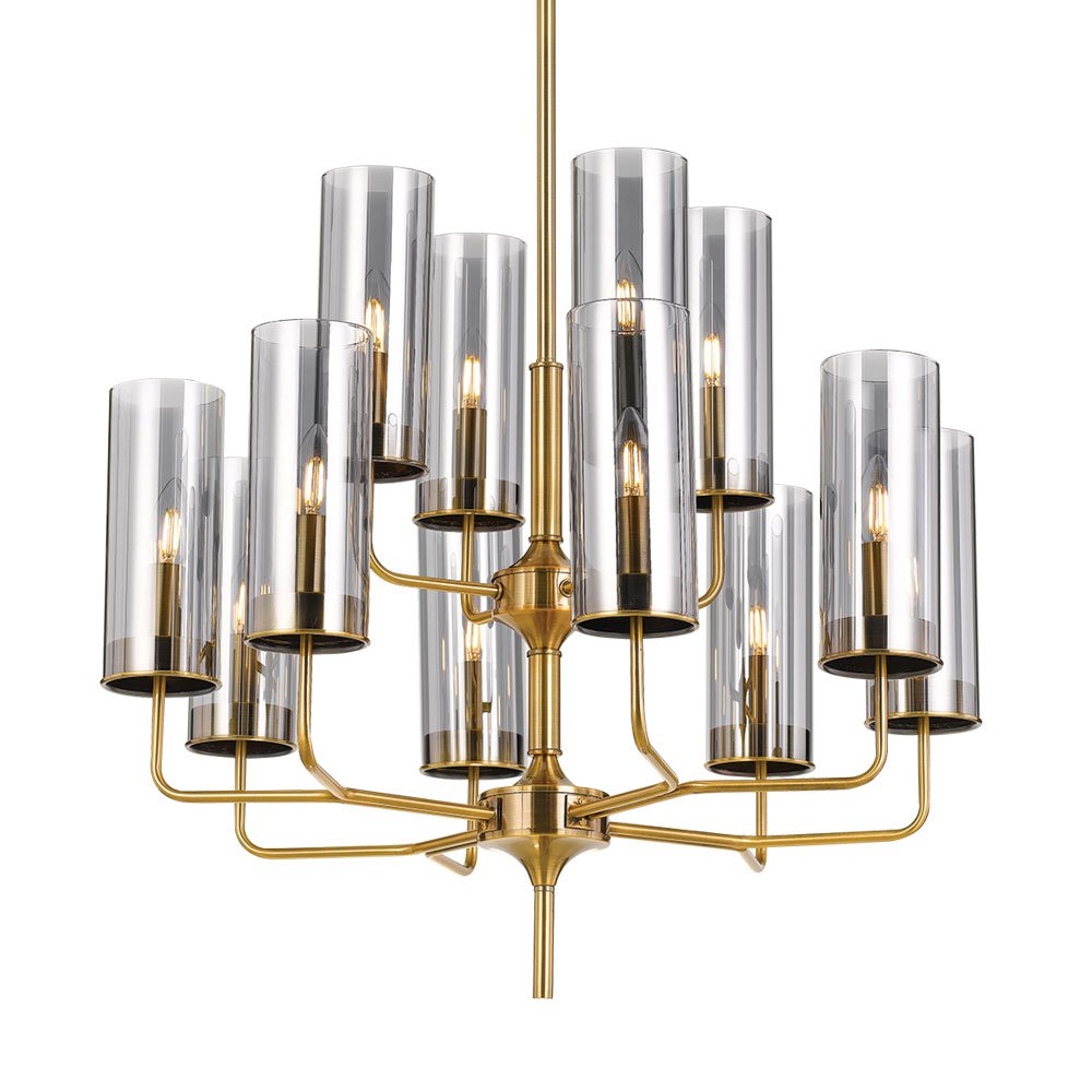 Buy Chandeliers Australia Decaro 12 Light Pendant Gold Matt, Smoke - DECARO PE84-GD