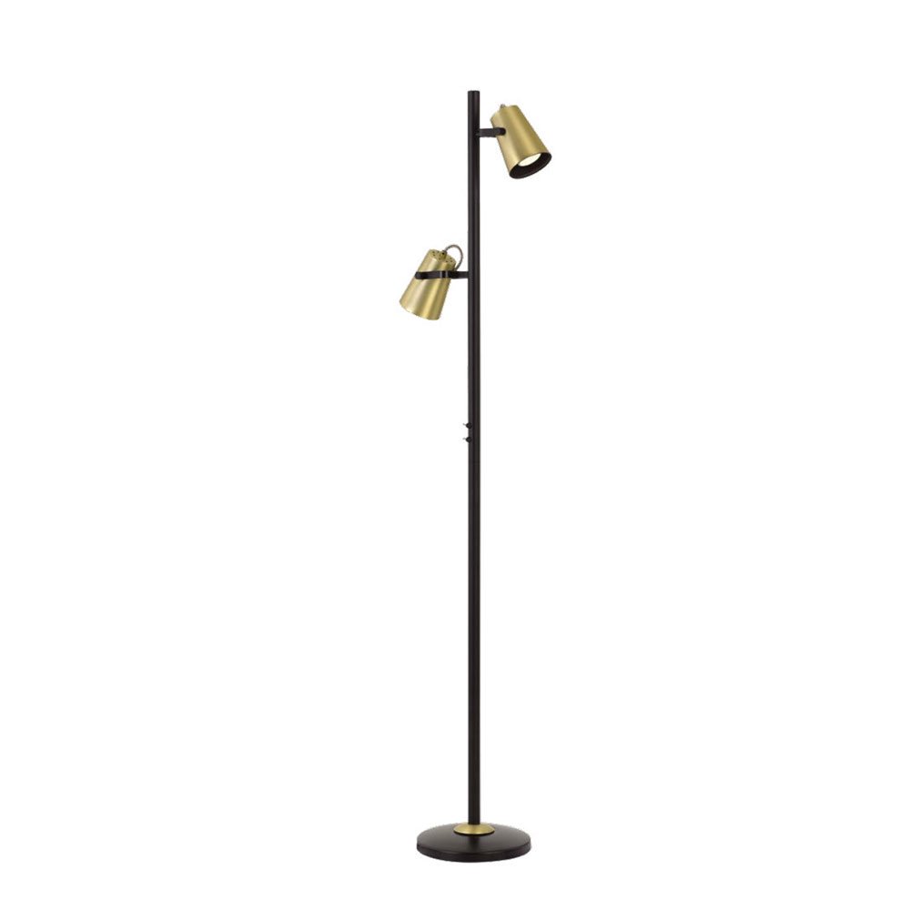 Deny 2 Light Floor Lamp Black, Brass Matt - DENY FL-BK