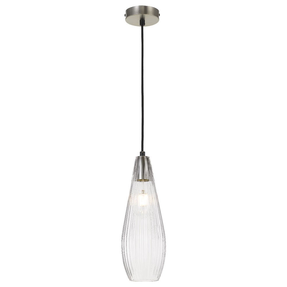 Elkin 1 Light Pendant 120mm Nickel & Clear - ELKIN PE12-NKCL