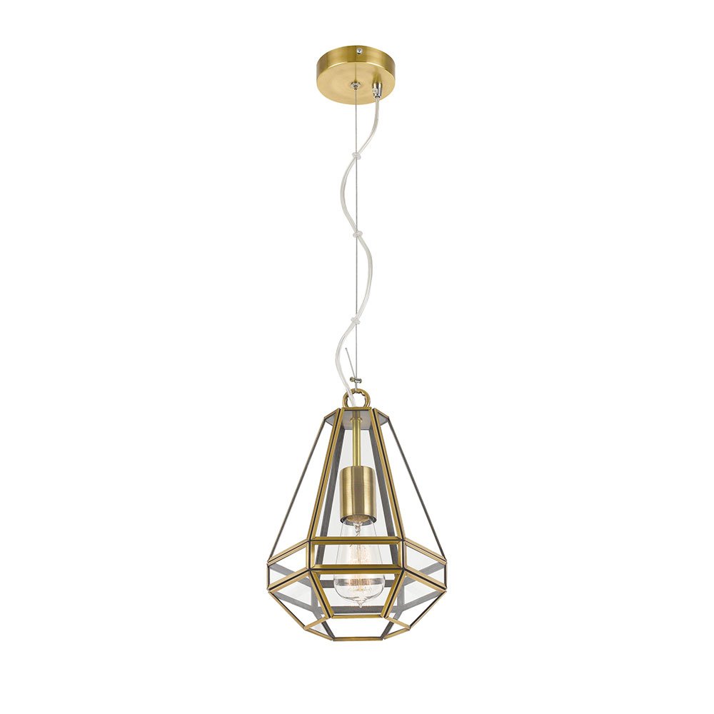 Buy Pendant lights australia - Espada 1 Light Pendant 200mm Antique Brass & Clear - ESPADA PE20-AB