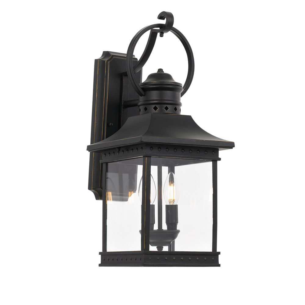 Fergus 2 Light Wall Light IP44 Black - FERGUS EX-BK