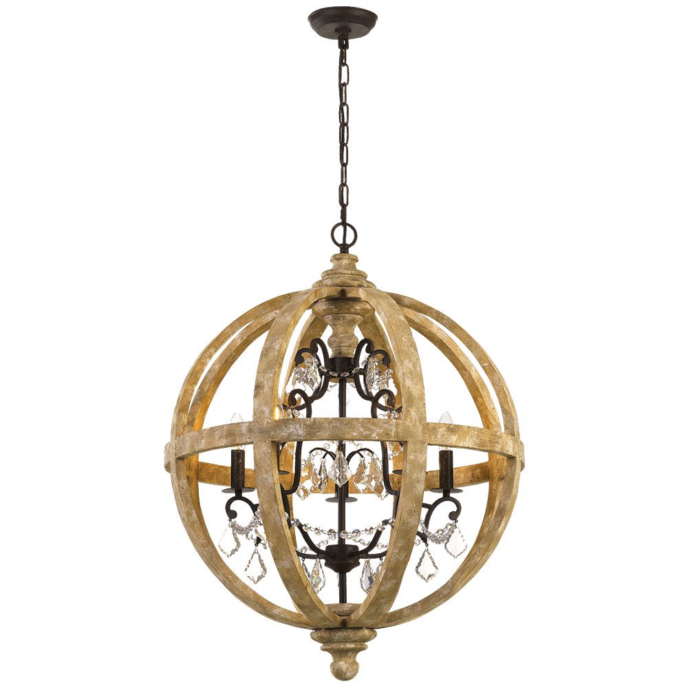 Buy Pendant Lights Australia Florin 5 Light Pendant Wood Iron Clear - FLORIN PE5-WI
