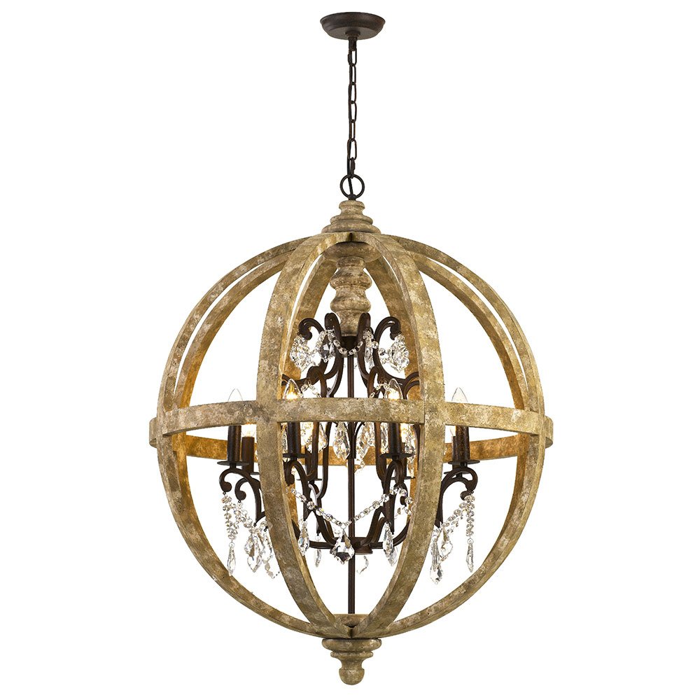 Buy Pendant Lights Australia Florin 8 Light Pendant Wood Iron Clear - FLORIN PE8-WI