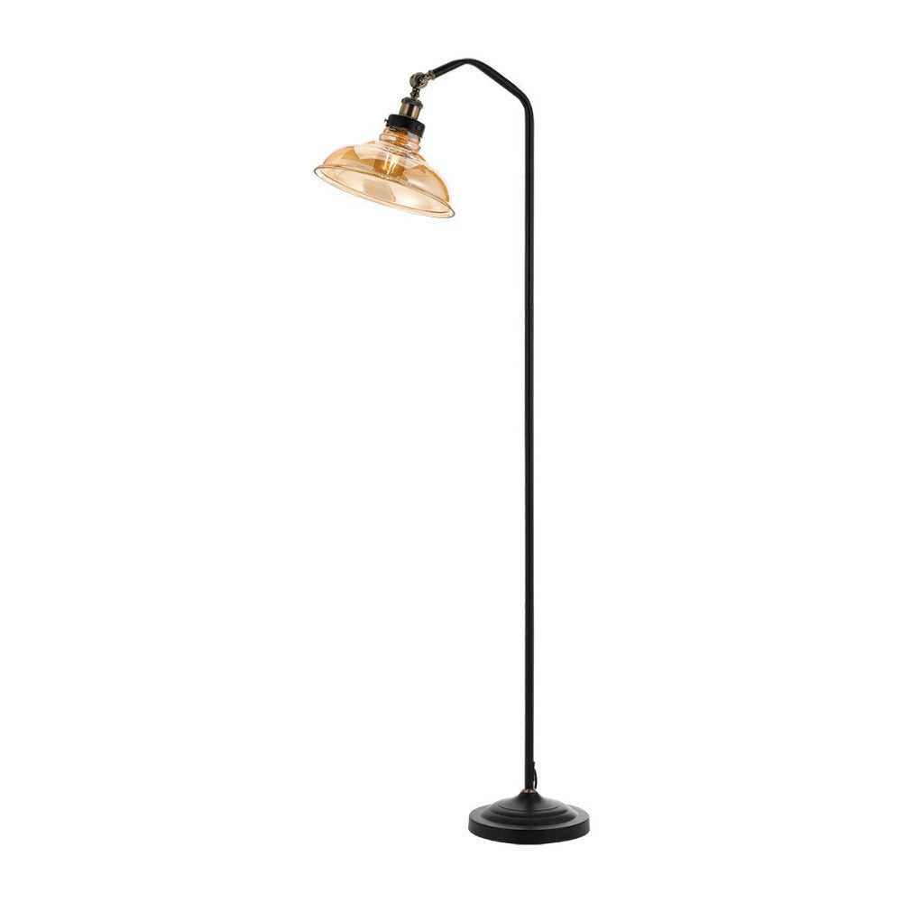 Hertel 1 Light Floor Lamp Black & Amber - HERTEL FL-BK+AM