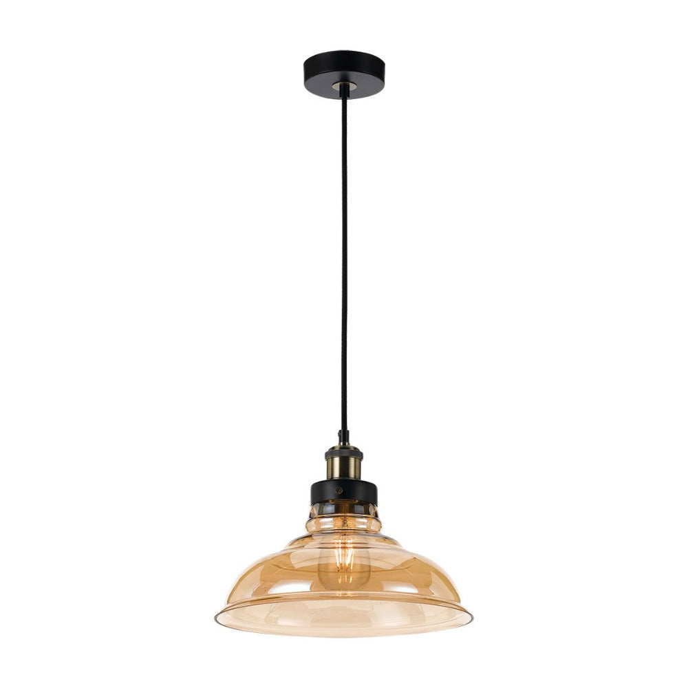 Buy Pendant lights australia - Hertel 1 Light Pendant 300mm Black & Amber - HERTEL PE30-BKAM