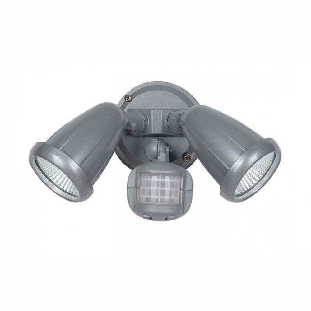 Buy Security Wall Lights Australia Illume 2 Light Spotlight LED Sensor IP44 5000K Silver - ILLUME EX2S-SL
