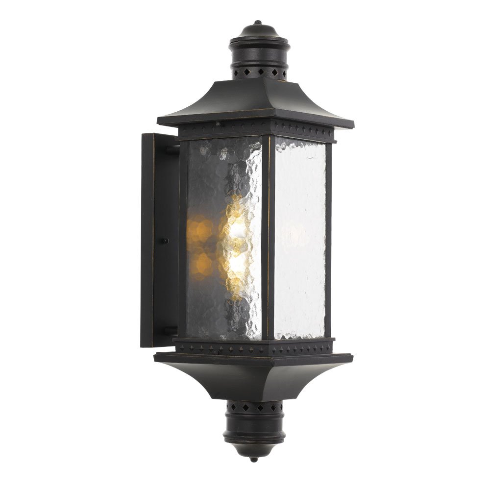 Buy Exterior Wall Lights Australia Leeds 2 Light Wall Light 230mm IP44 Black & Bubble Glass - LEEDS EX-BK