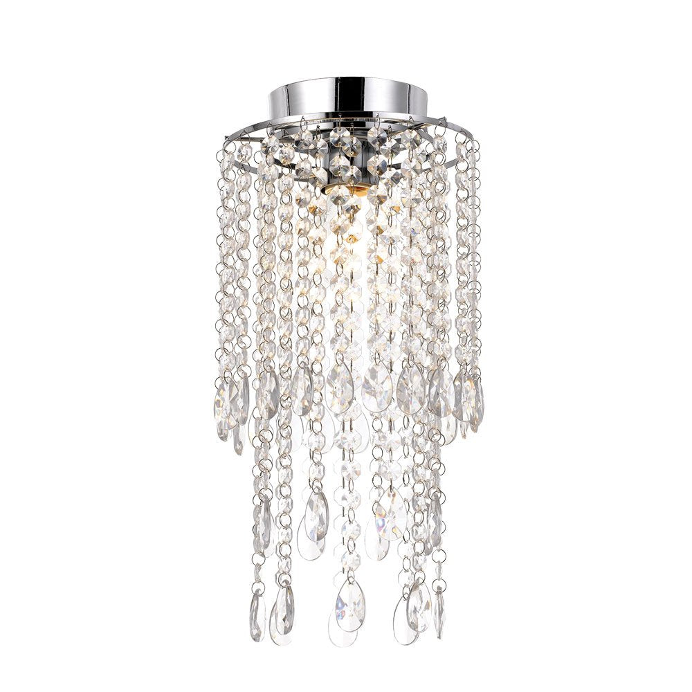 Buy DIY Batten Fix Lights Australia May 1 Light Batten Fix Chrome & Clear Acrylic Beads - MAY BF20-CH
