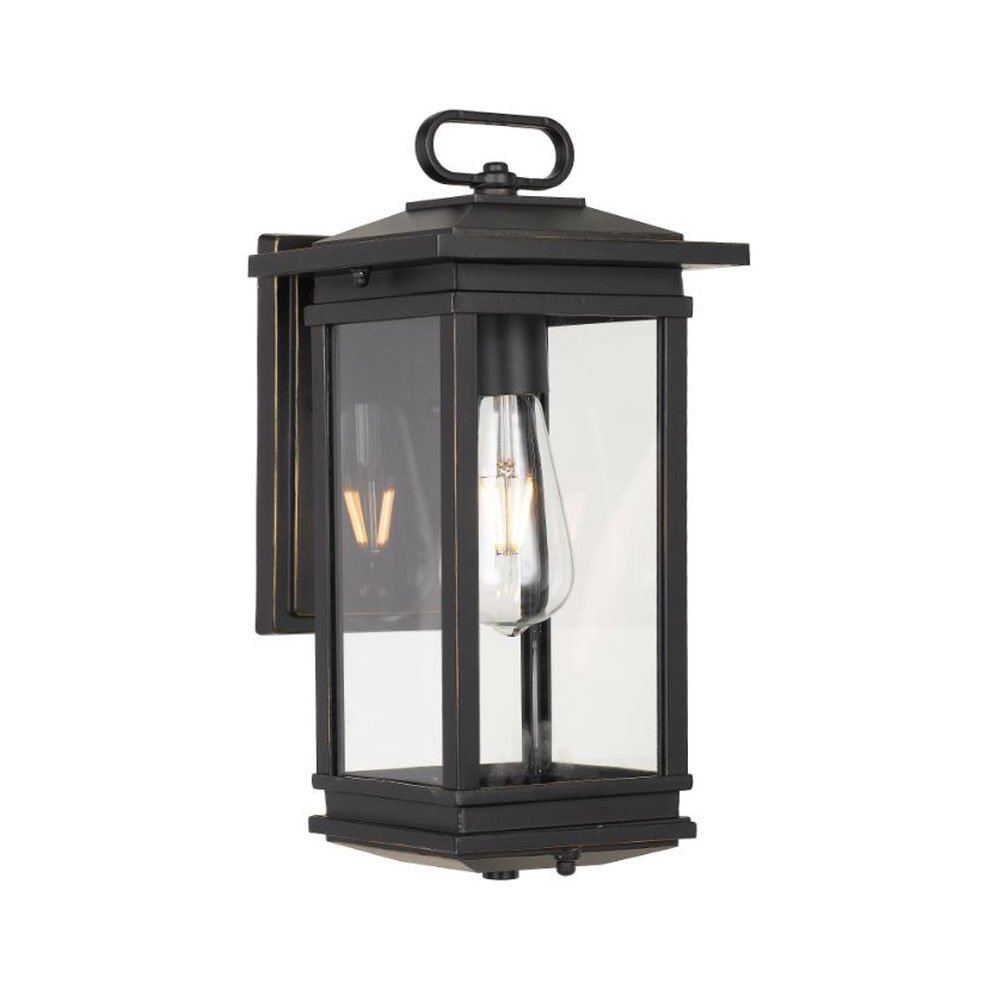 Buy Outdoor Wall Lanterns Australia Nevin 1 Light Wall Light IP44 Black & Clear - NEVIN EX-BK