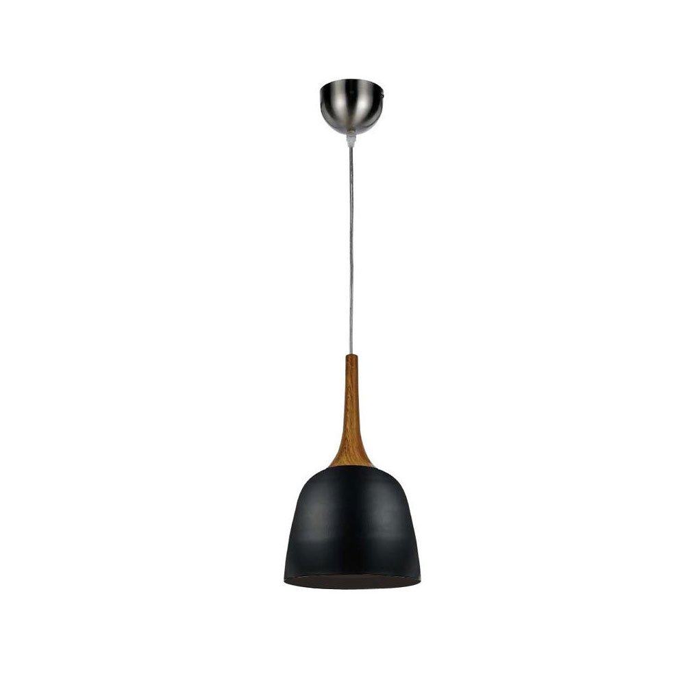 Buy Pendant Lights Australia Polk 1 Light Pendant 200mm Oak & Black - POLK PE20-OK+BK