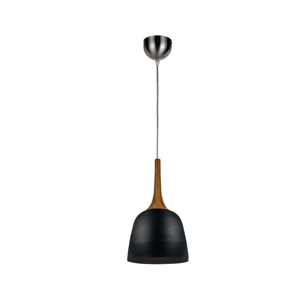 Buy Pendant lights australia - Polk 1 Light Pendant 200mm Oak & Black - POLK PE20-OK+BK