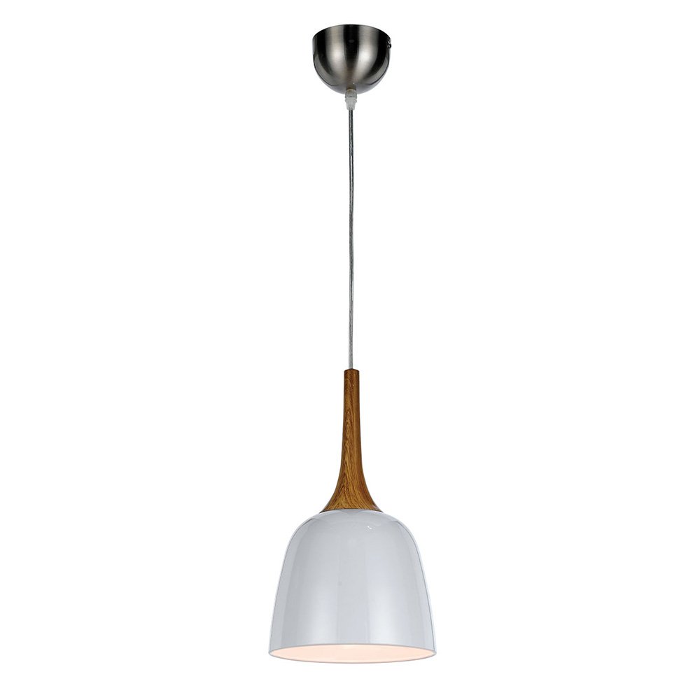 Buy Pendant Lights Australia Polk 1 Light Pendant 200mm Oak & White - POLK PE20-OK+WH