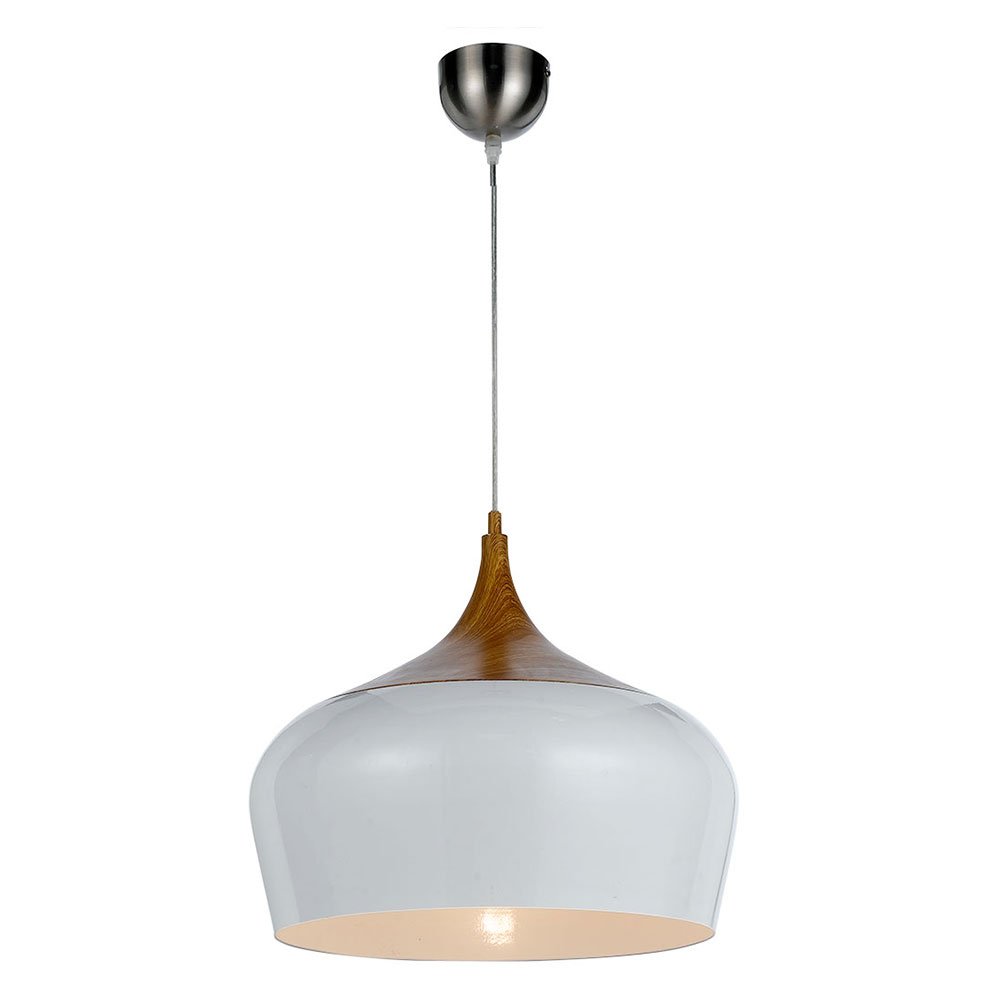 Buy Pendant lights australia - Polk 1 Light Pendant 300mm Oak & White - POLK PE30-OK+WH