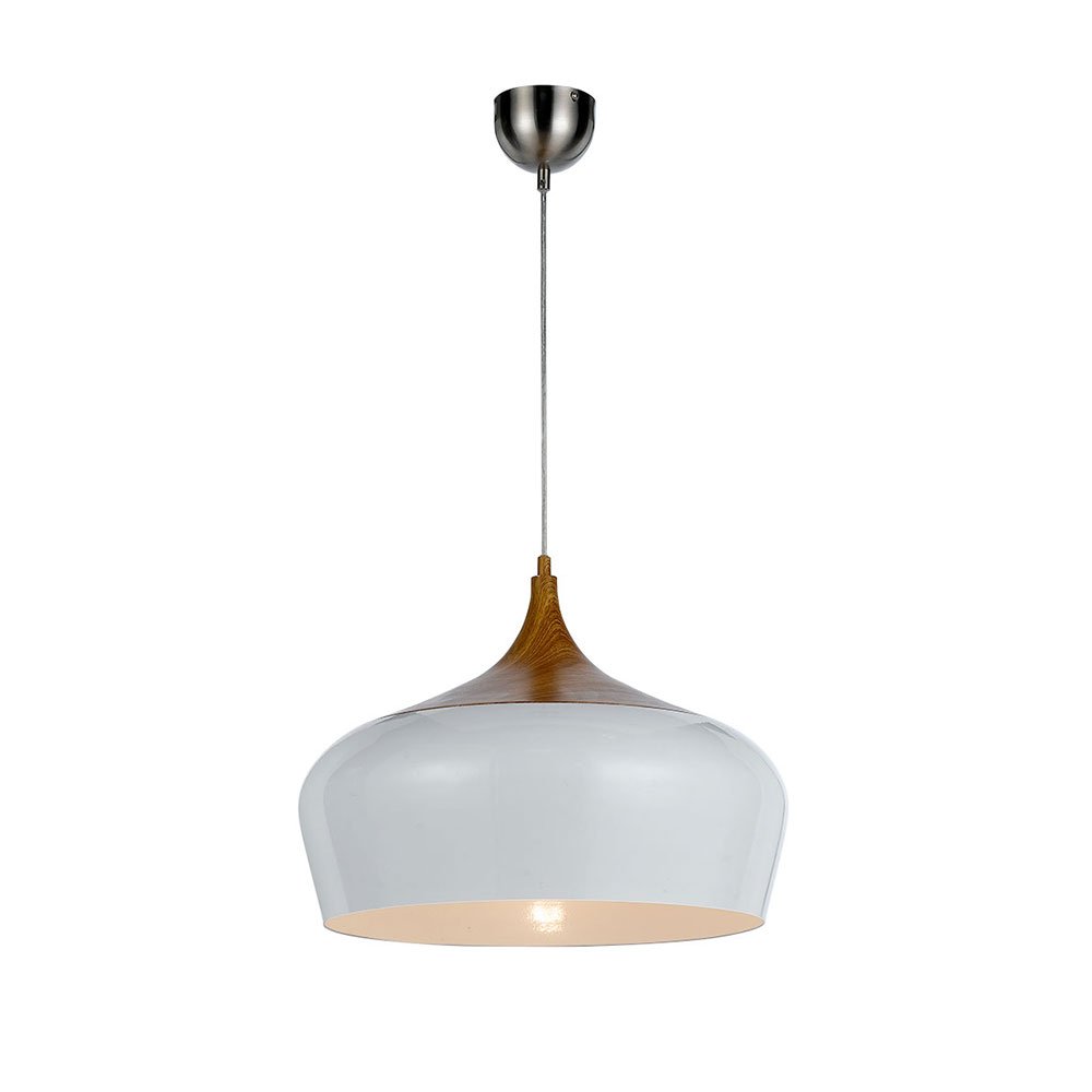 Buy Pendant lights australia - Polk 1 Light Pendant 460mm Oak & White - POLK PE46-OK+WH