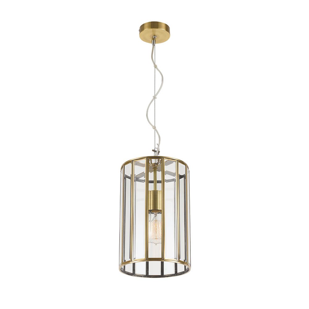 Buy Pendant Lights Australia Pratt 1 Light Pendant 200mm Antique Brass & Clear - PRATT PE20-AB