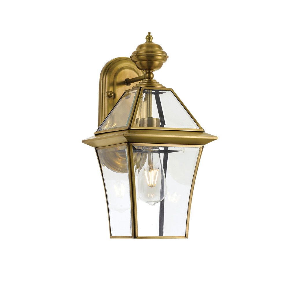 Rye 1 Light Wall Light IP44 Antique Brass & Clear - RYE EX20-BRS