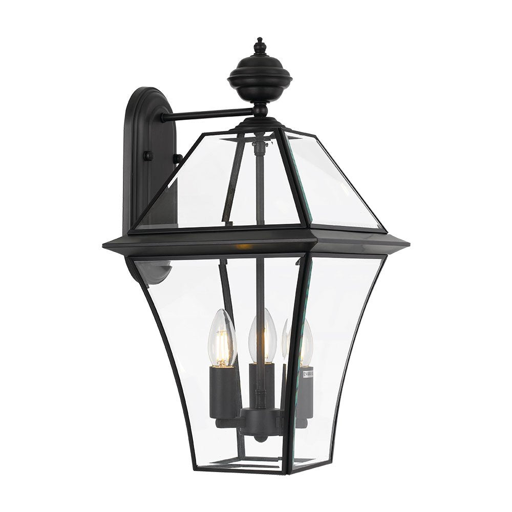 Buy Outdoor Wall Lanterns Australia Rye 3 Light Wall Light IP44 Black & Clear - RYE EX27-BK