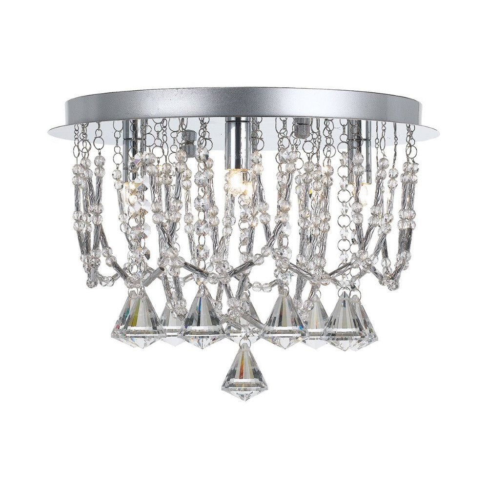 Buy Flush Mount Lights Australia Sandro 5 Light Ceiling Light Chrome & Clear Crystal Beads - SANDRO CTC5-CH