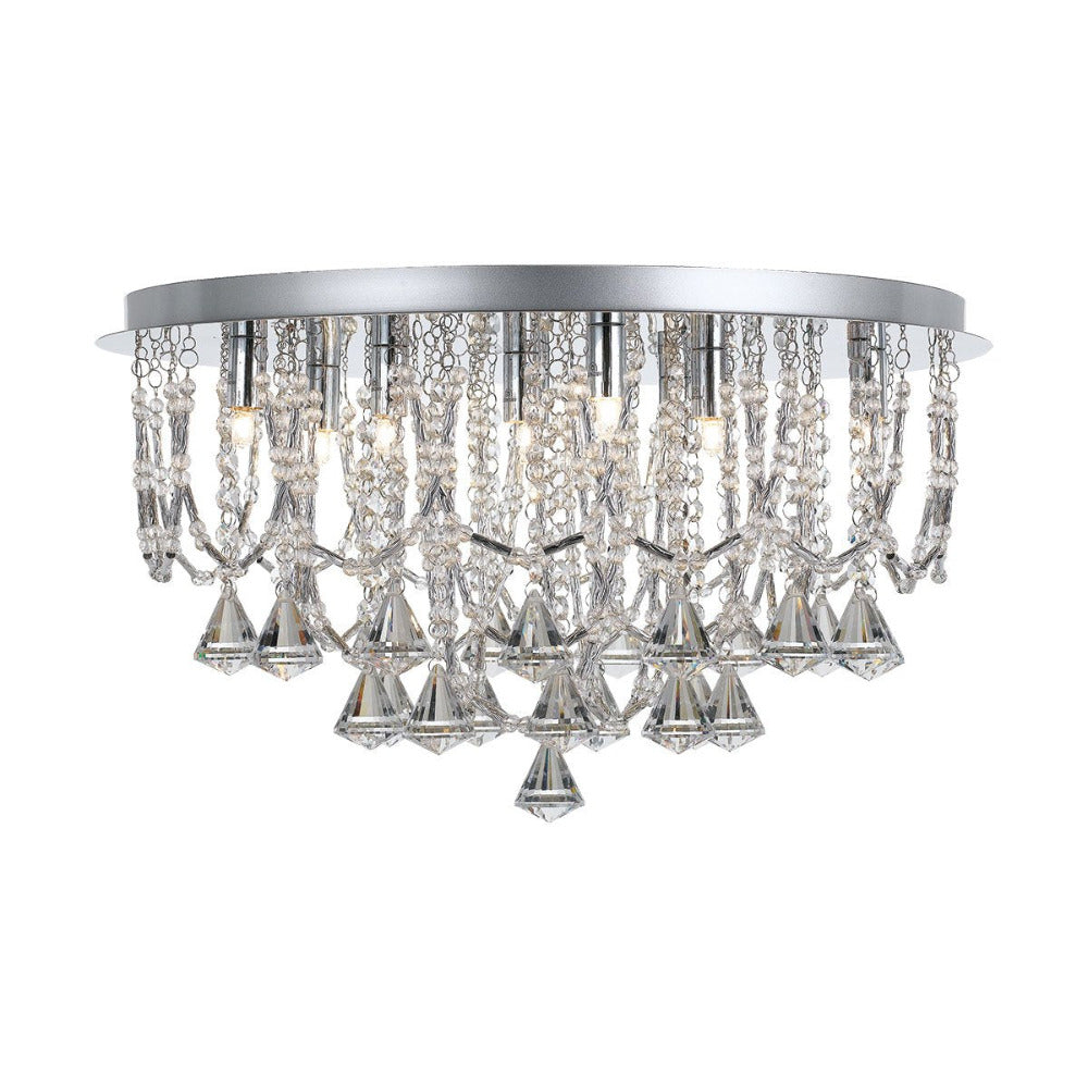 Buy Flush Mount Lights Australia Sandro 9 Light Ceiling Light Chrome & Clear Crystal Beads - SANDRO CTC9-CH