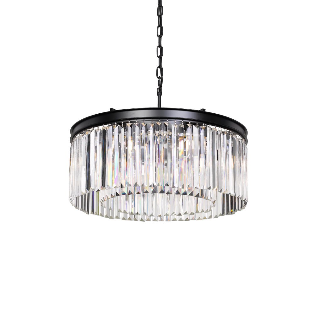 Buy Pendant lights australia - Serene 6 Light Pendant 600mm Antique Black & Crystals - SERENE PE06-BK