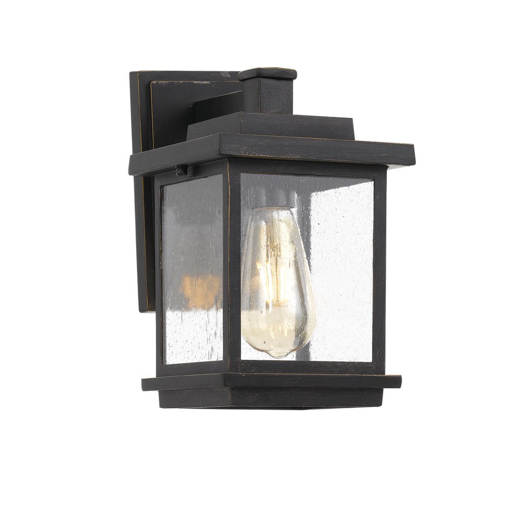 Buy Exterior Wall Lights Australia Strand 1 Light Wall Light IP44 Black & Seed Glass - STRAND EX-BK
