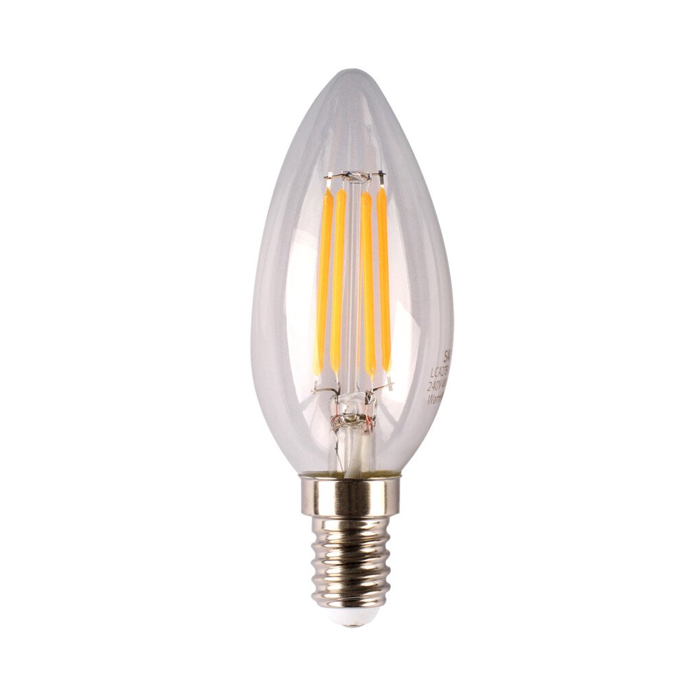 Buy LED Filament Globes Australia Candle LED Filament Globe 240V 4W SES Clear Glass 5000K - LCA50E14D/C
