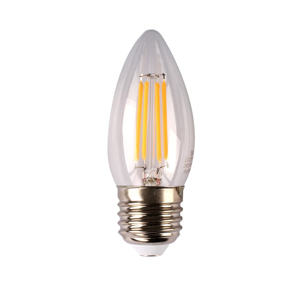 Buy LED Filament Globes Australia Candle LED Filament Globe 240V 4W ES Clear Glass 5000K - LCA50E27D/C