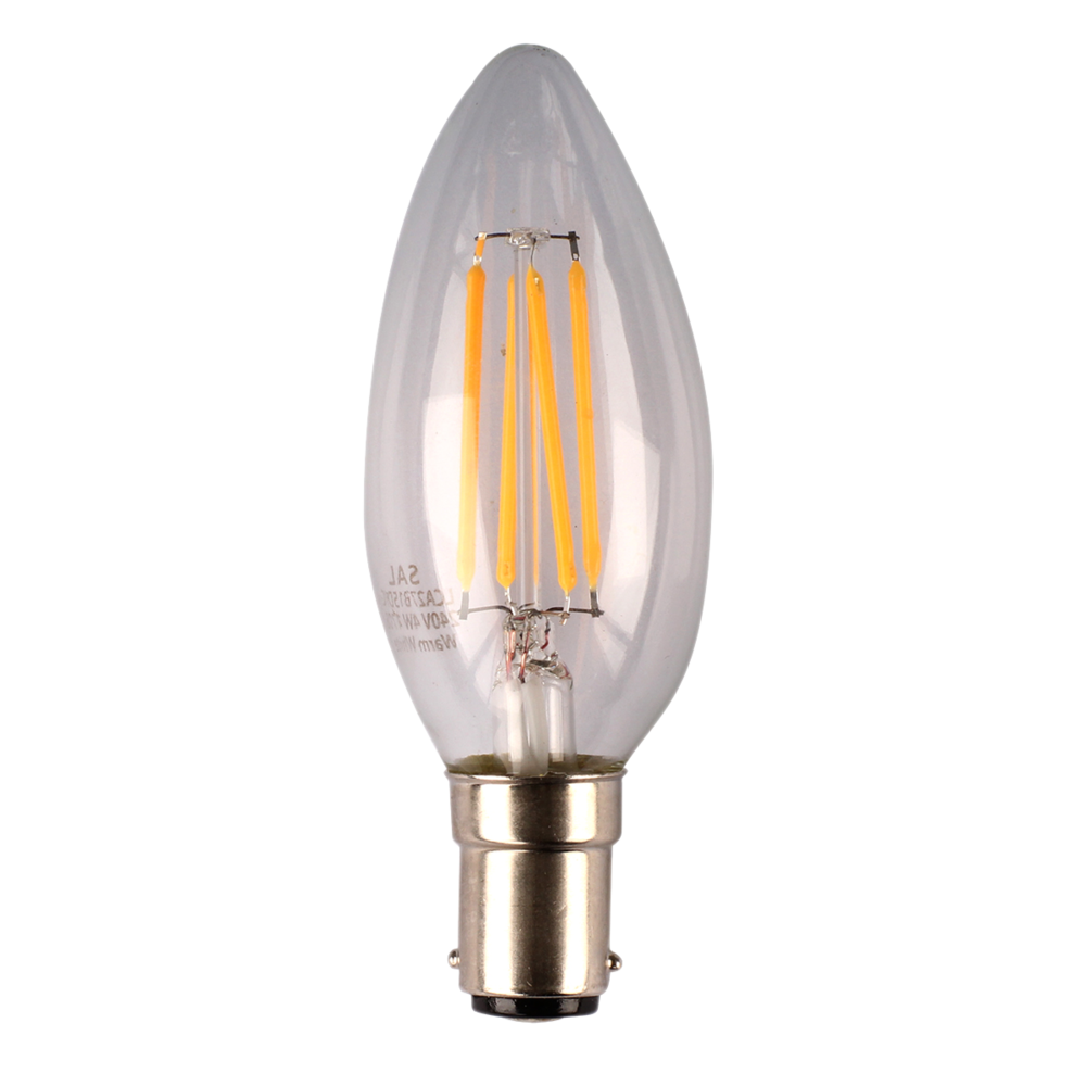 Buy LED Filament Globes Australia Candle LED Filament Globe 240V 4W SBC Clear Glass 5000K - LCA50B15D/C