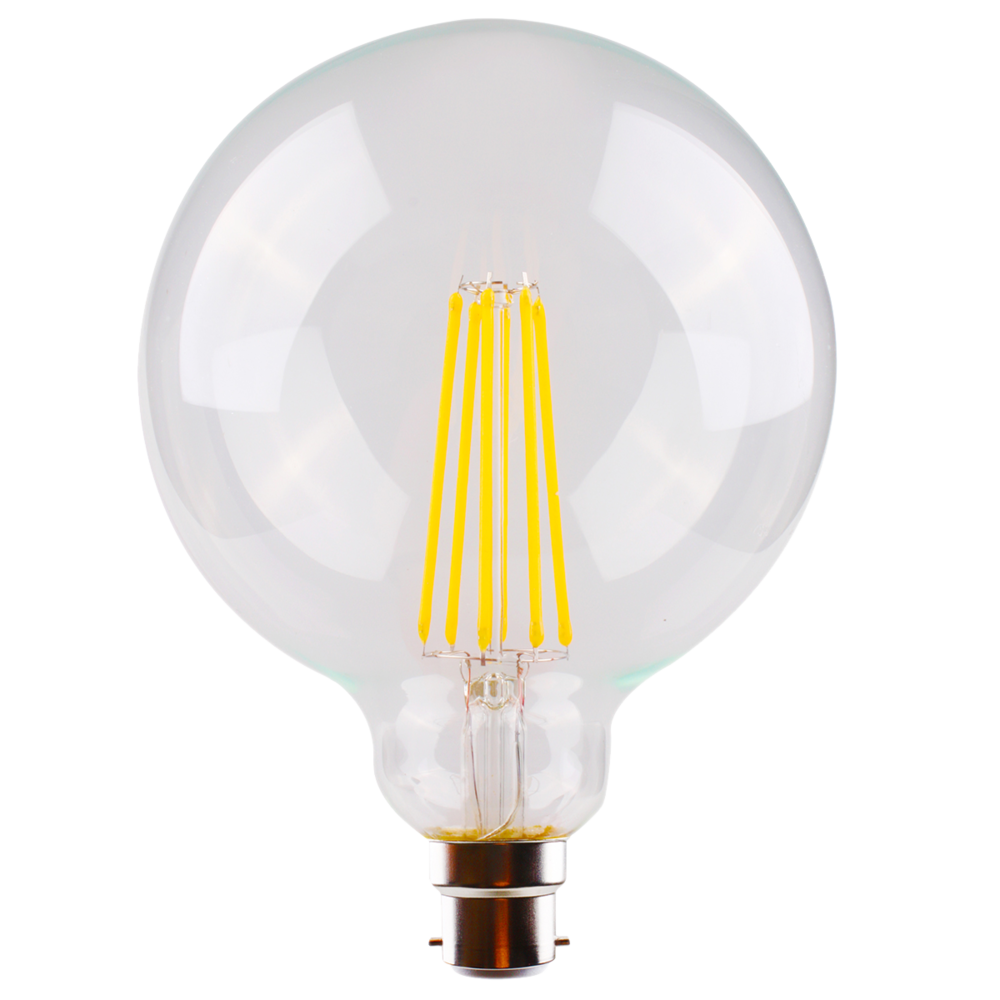 Buy LED Filament Globes Australia LG125 LED Filament Globe 240V 8W BC Clear Glass 5000K - LG125/50B22D/C