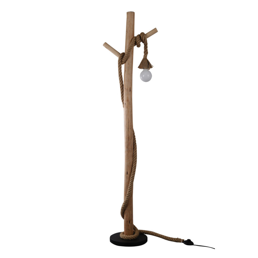 Lea 1 Light Floor Lamp Black & Natural - LL-27-0187