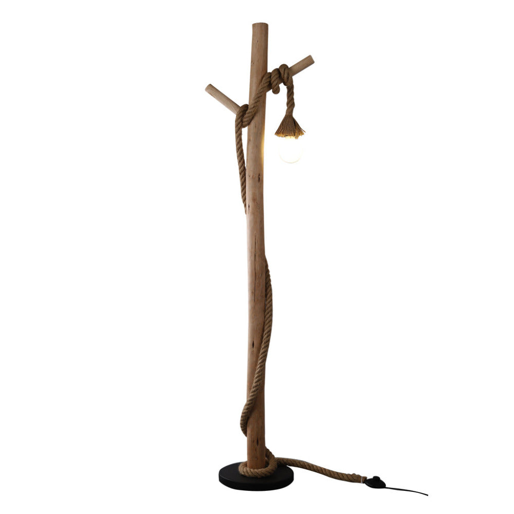 Buy Floor Lamps Australia Lea 1 Light Floor Lamp Black & Natural - LL-27-0187