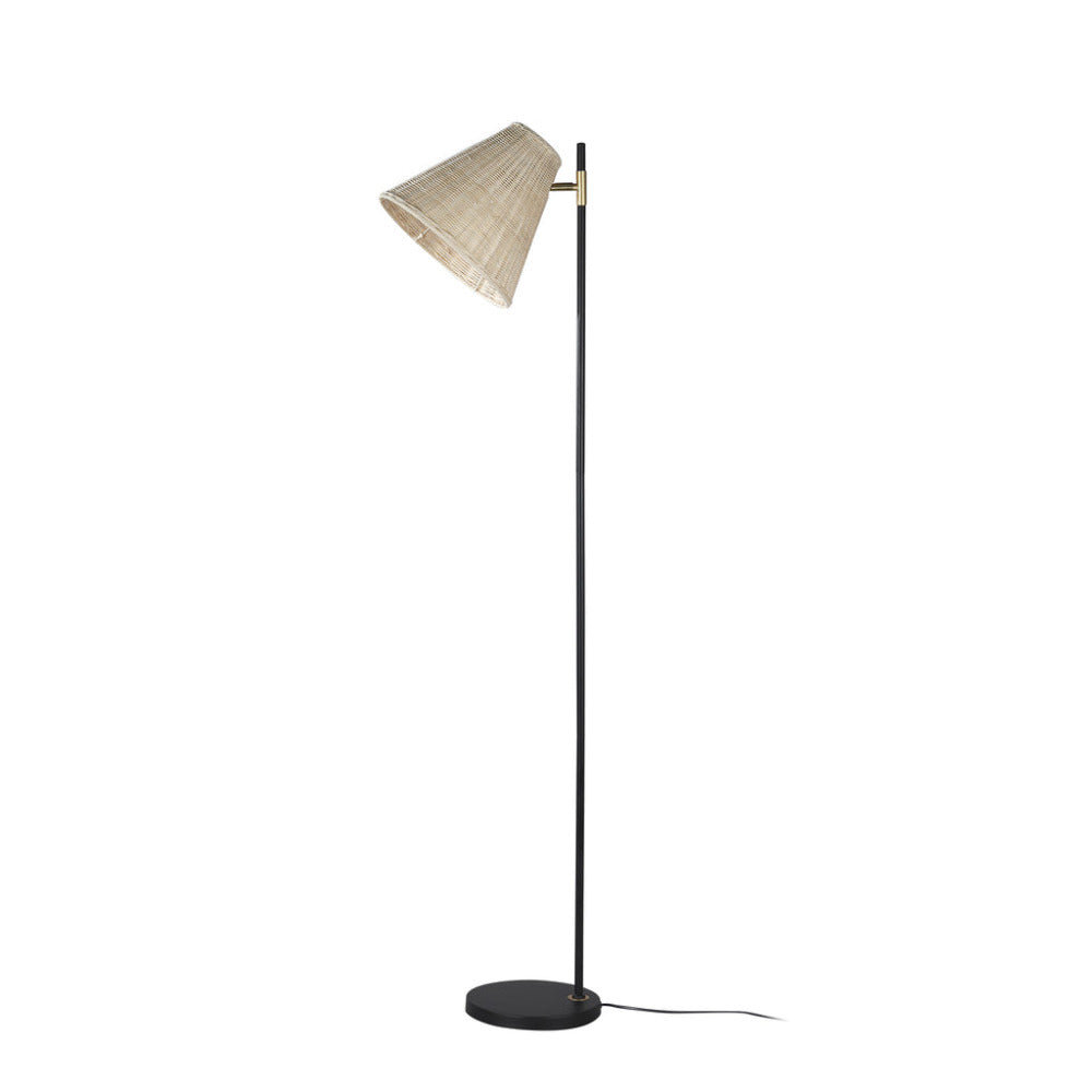 Buy Floor Lamps Australia Yvette Rattan 1 Light Floor Lamp Black & Natural Rattan - LL-27-0190
