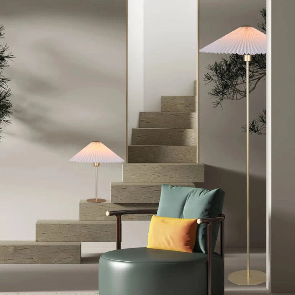Buy Floor Lamps Australia Peck Pleated Floor Lamp White Metal - LL-27-0256