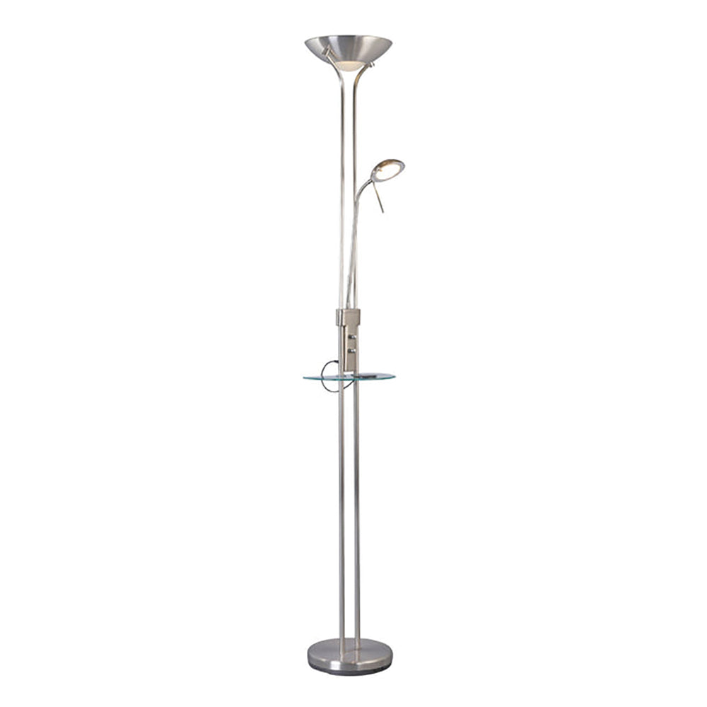 Buy Floor Lamps Australia Seed Floor 2 Lamp USB & Wireless Charger Satin Chrome Iron 3000K - LL-LED-14SC