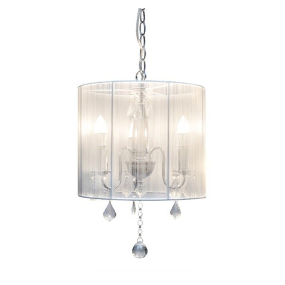 Buy Pendant lights australia - Paris 3 Light Crystal Pendant with White String Shade - LL002CH001W