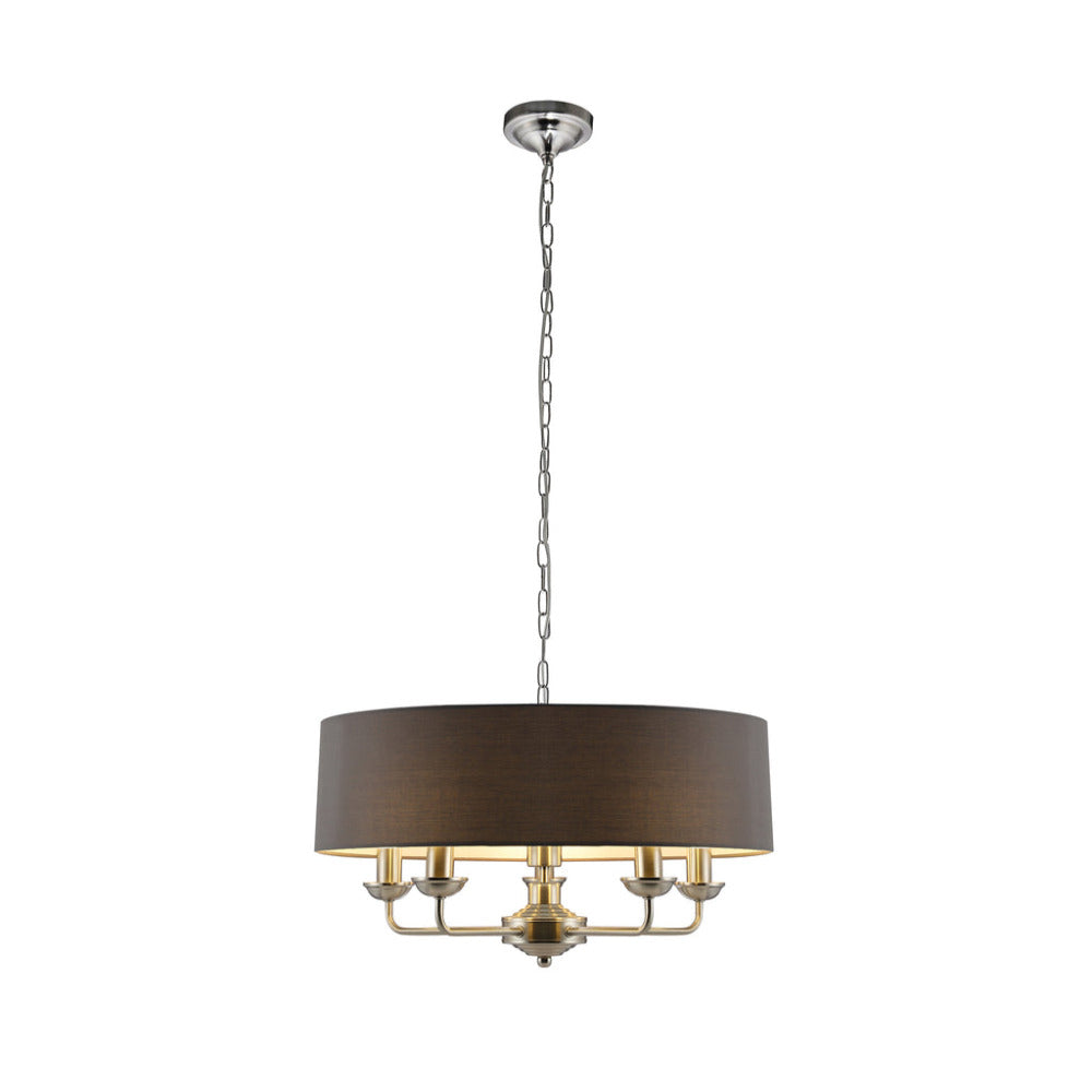 Buy Chandeliers Australia Beata 1 Light Large Chandelier Light Satin Nickel & Grey - LL002CH095L