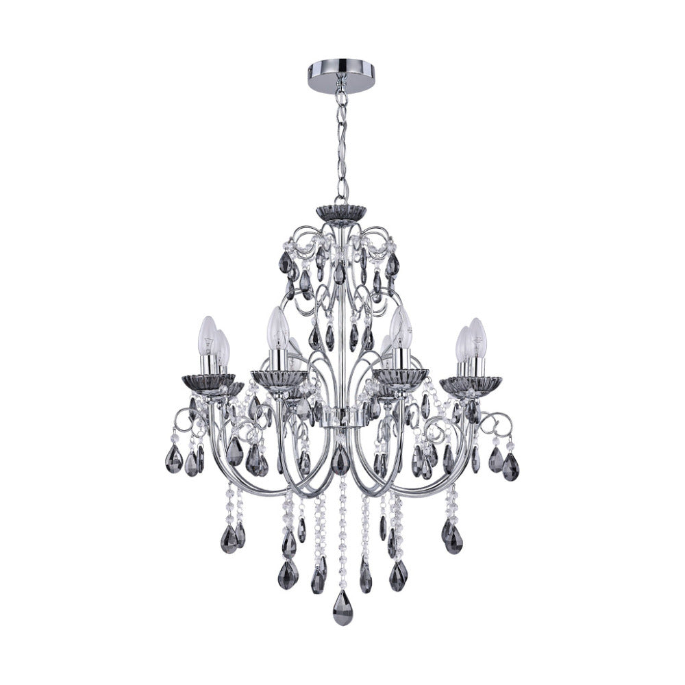 Buy Chandeliers Australia Rovert 8 Light Large Chandelier Chrome & Smoke - LL002CH109L