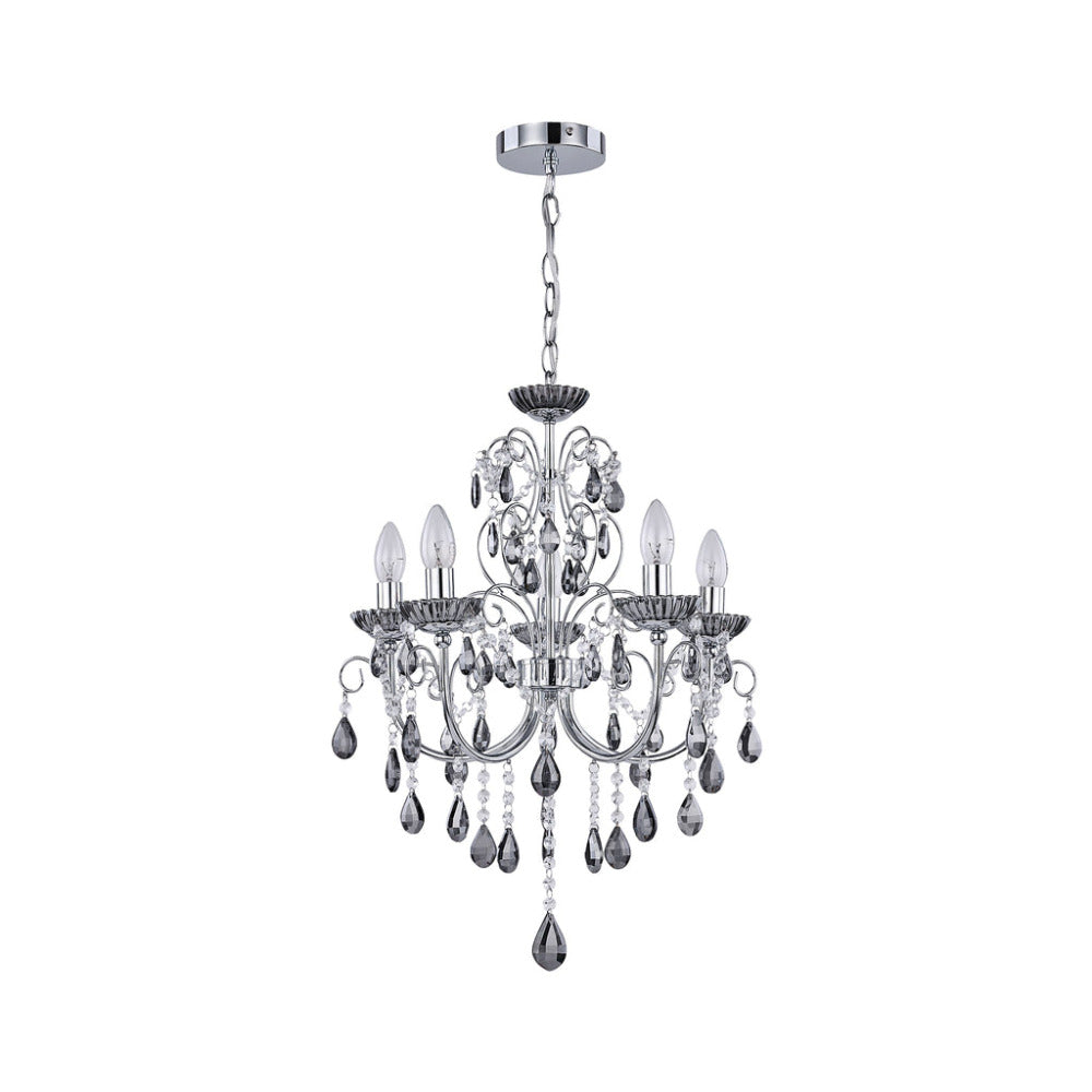 Buy Chandeliers Australia Rovert 5 Light Small Chandelier Chrome & Smoke - LL002CH109S