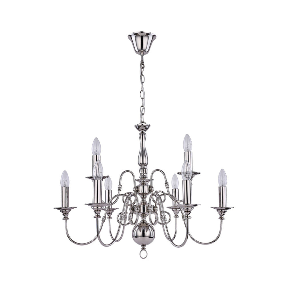 Buy Chandeliers Australia Ganeed Rustic 9 Light Large Chandelier Polished Nickel - LL002CH115L