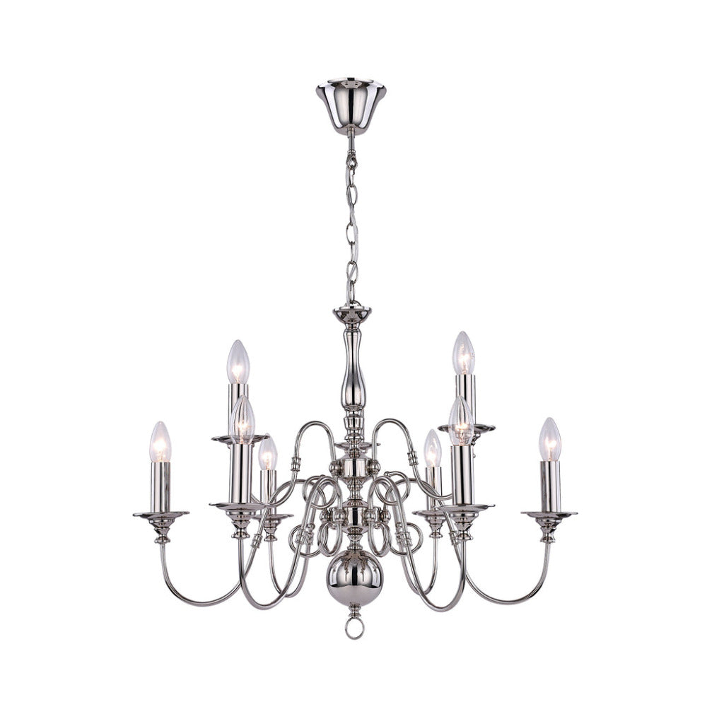 Buy Chandeliers Australia Ganeed Rustic 9 Light Large Chandelier Polished Nickel - LL002CH115L