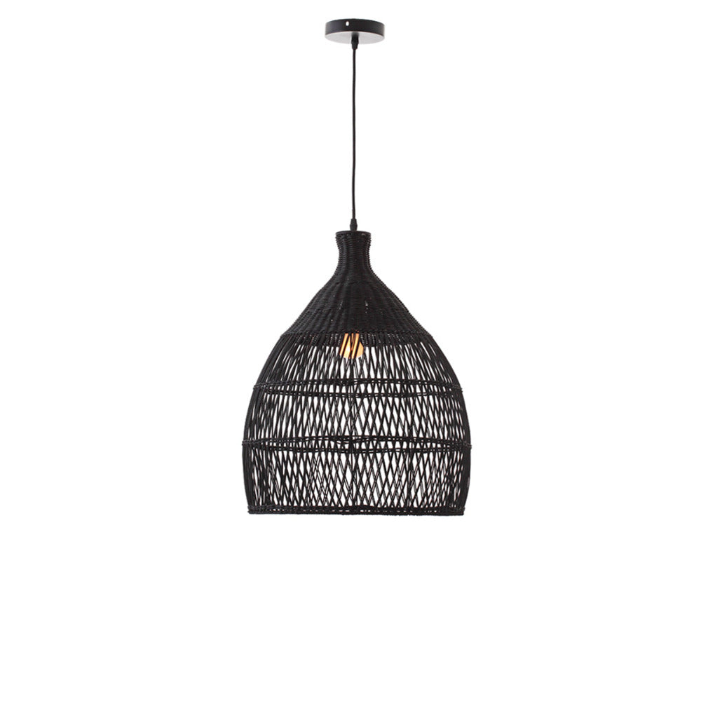 Buy Pendant Lights Australia Shanen Rattan Pendant Light - Black - LL002PL077B