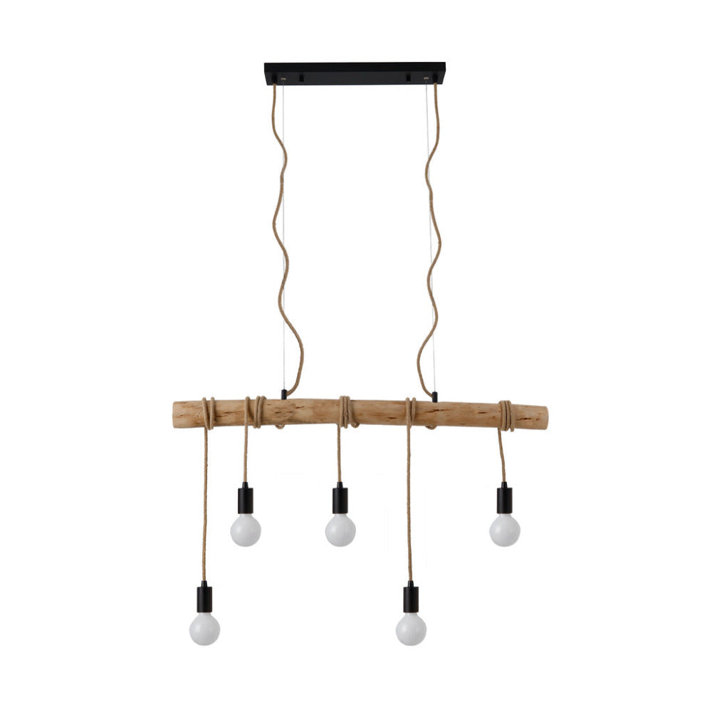 Buy Island Pendant Lights Australia Lea 5 Light Pendant Black & Natural - LL002PL094