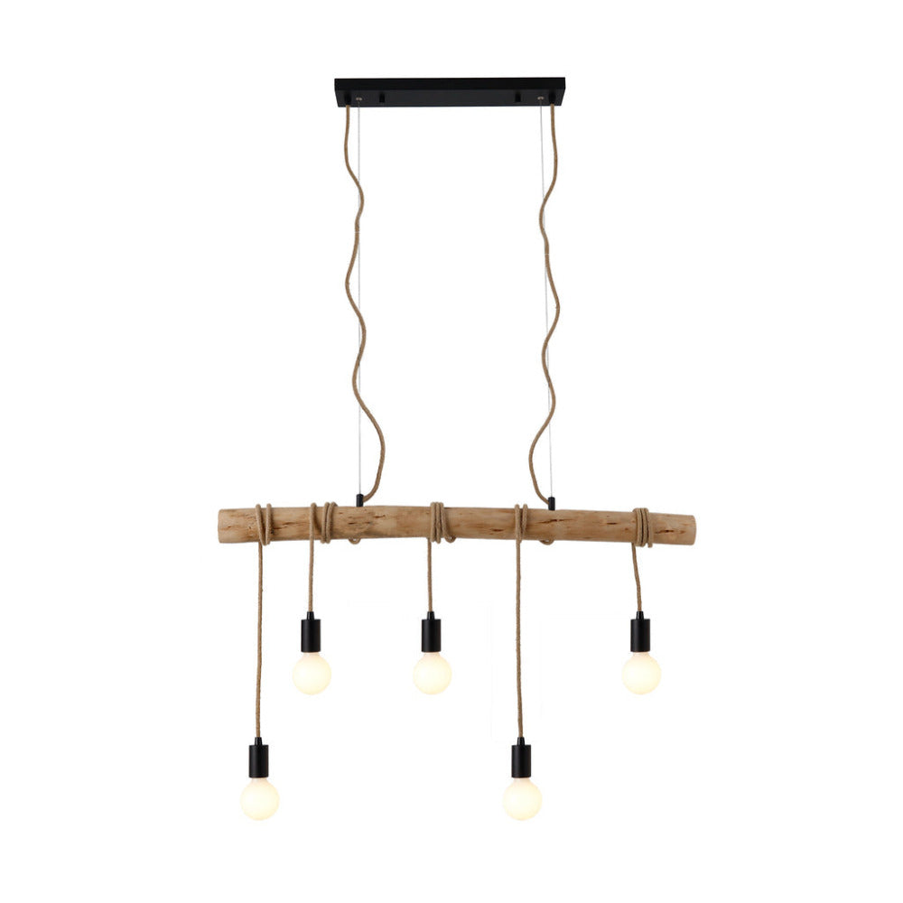 Buy Island Pendant Lights Australia Lea 5 Light Pendant Black & Natural - LL002PL094