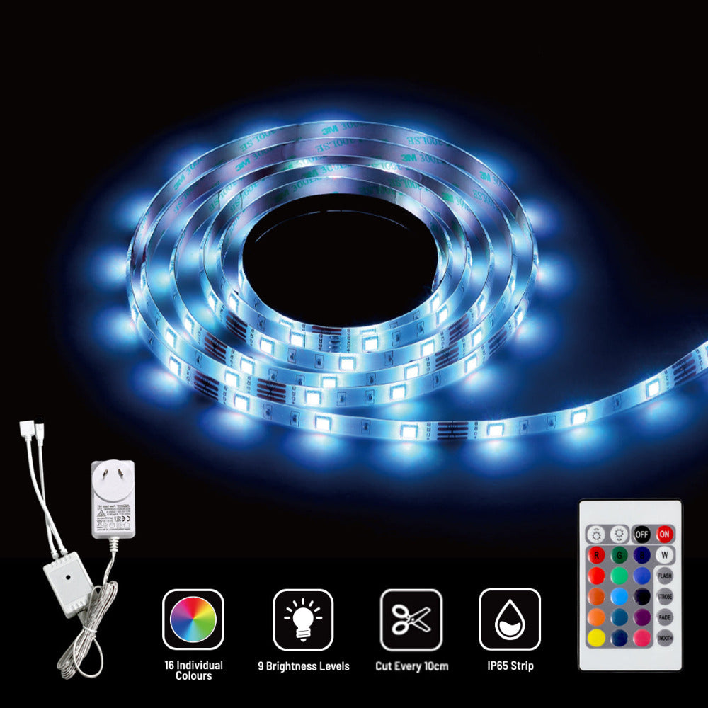 LED Strip Light 5M Kit IP65 White Plastic RGBW - LL0604