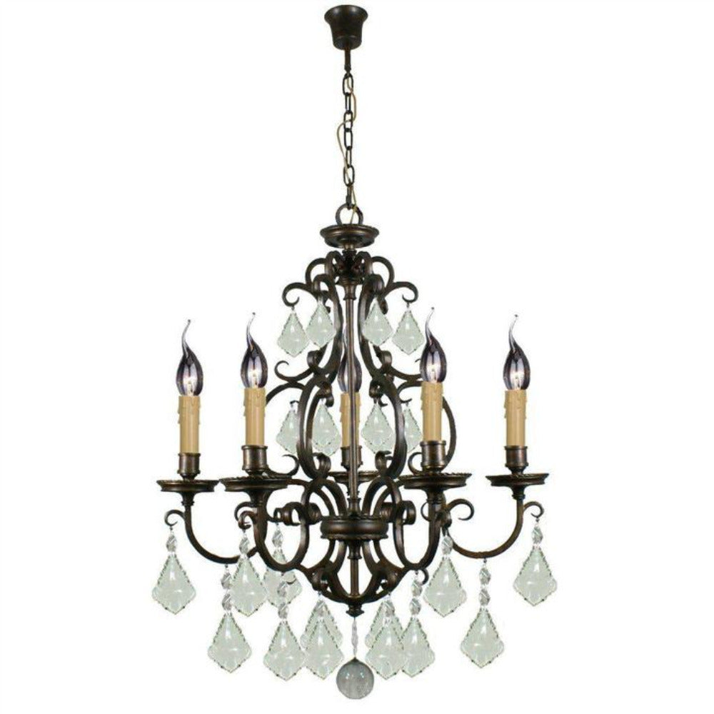 Buy Chandeliers Australia Louis 15th 5 Light Crystal Chandelier Bronze - 1000296