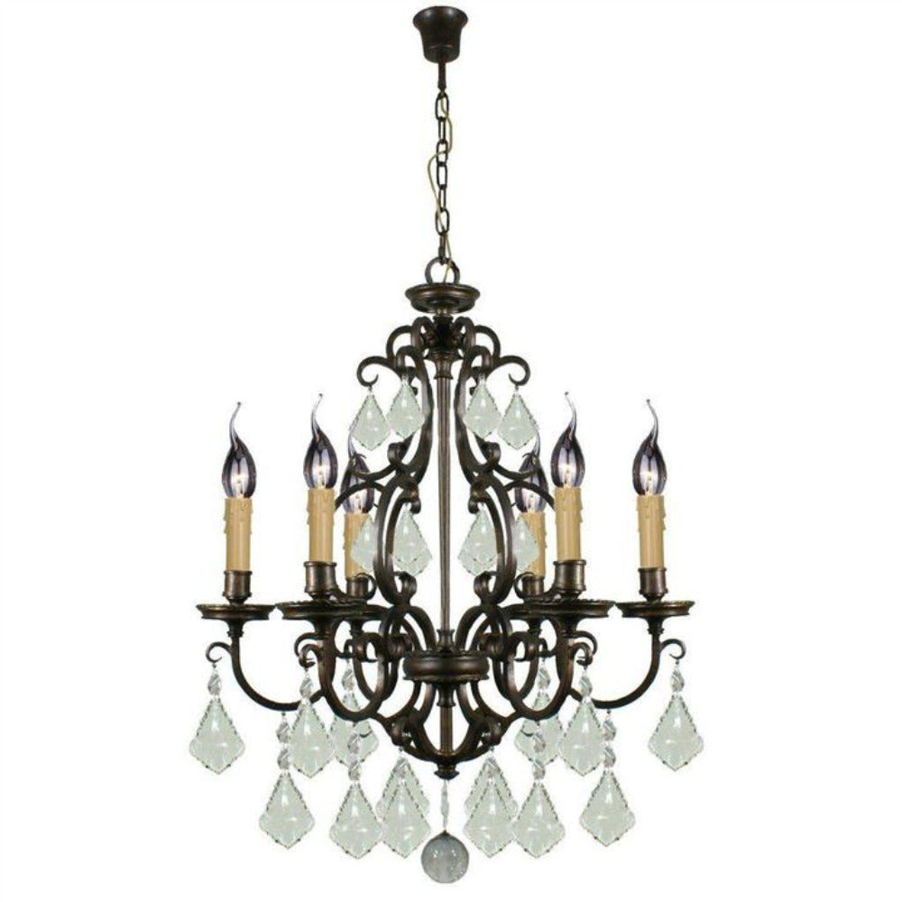 Buy Chandeliers Australia Louis 15th 6 Light Crystal Chandelier Bronze - 1000297