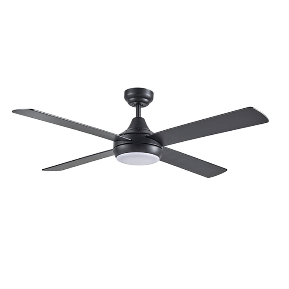 Buy AC Ceiling Fans With Light Australia Four Seasons Link 48" 4 Blade Ceiling Fan with 15W LED Tricolour Light Matt Black - FSL1243M
