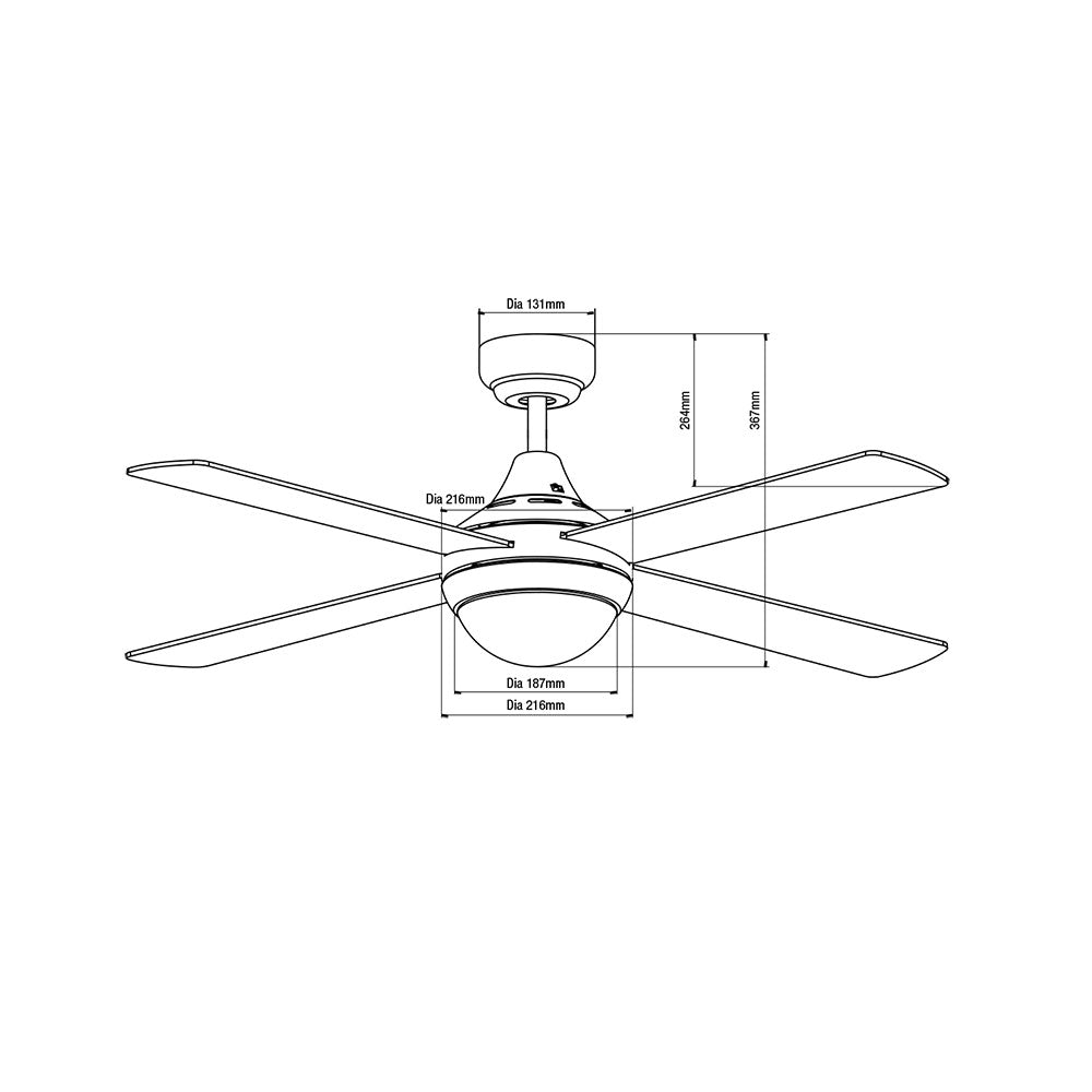 Buy AC Ceiling Fans With Light Australia Four Seasons Link 48" 4 Blade Ceiling Fan & Light 2 x E27 White - FSL1244W